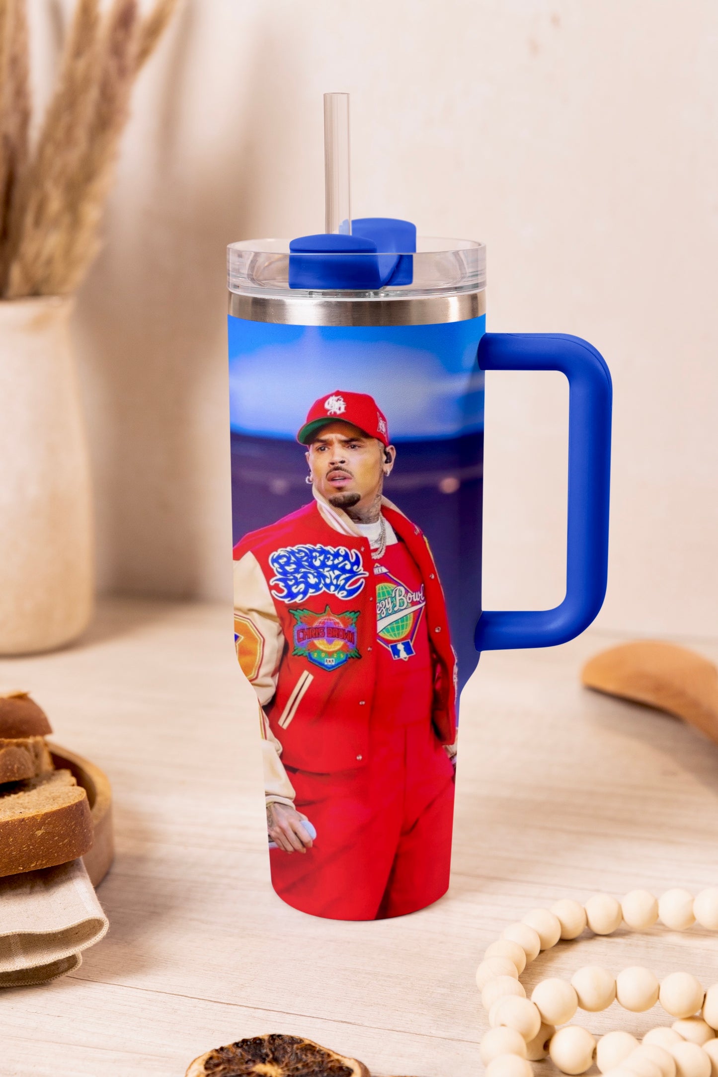 (BLUE) CHRIS BROWN TUMBLER CUP