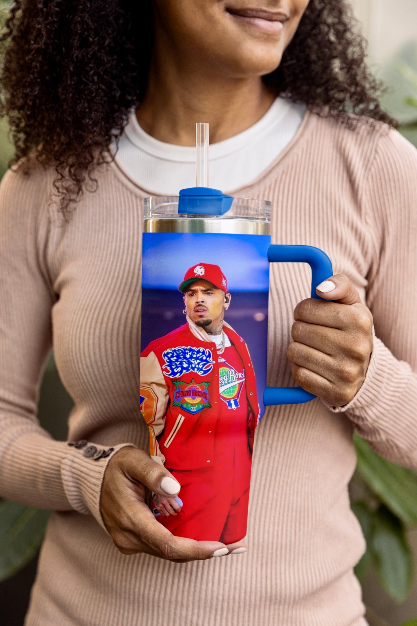 (BLUE) CHRIS BROWN TUMBLER CUP